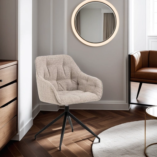 Krzesło tapicerowane Brooke do jadalni obrotowe beżowe z podłokietnikami nowoczesne Actona