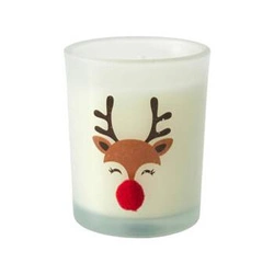 Świeca zapachowa świąteczna biała z reniferem dekoracyjna Intesi w szkle
