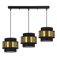 Lampa wisząca Prestige czarna złota 3-punktowa glamour do salonu i jadalni 75 cm