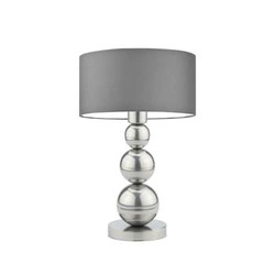 Lampka HONOLULU abażur szary stalowy stelaż srebrny