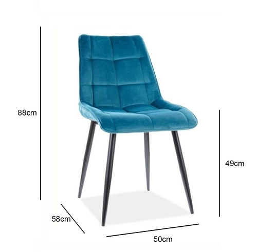 Krzesło Plaid Velvet Intesi tapicerowane welur turkusowy glamour do jadalni i salonu