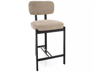 Hoker Montico beżowy tapicerowany z oparciem do wyspy kuchennej