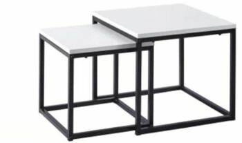 Zestaw 2 kwadratowych stolików kawowych Davina biały nowoczesny loft do salonu Intesi 50x50 cm