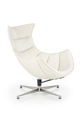 Fotel obrotowy Falvio biały skórzany do salonu nowoczesny industrialny Intesi