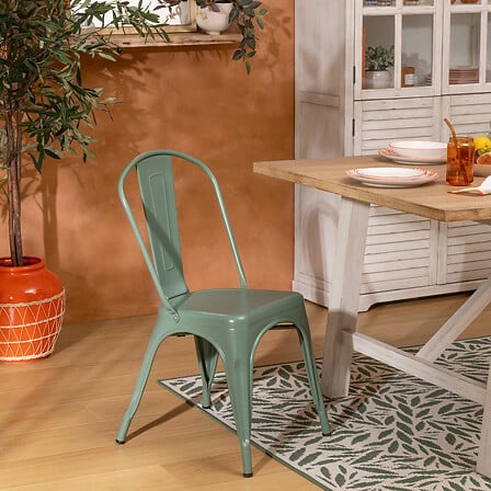 Krzesło metalowe Paris Edge Atmosphera loftowe zielone do jadalni i kuchni na zewnątrz