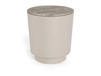 Stolik kawowy Cangas okrągły 45 cm szary marmur nowoczesny do salonu