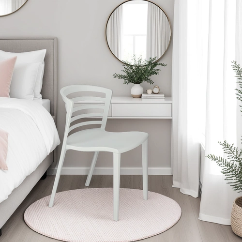 Krzesło Muna białe do kuchni i ogrodu Intesi nowoczesne sztaplowane łatwe czyszczenie