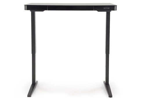 Biurko nowoczesne z regulacją wysokości Alembe Intesi czarne szklane do pracy z portem USB