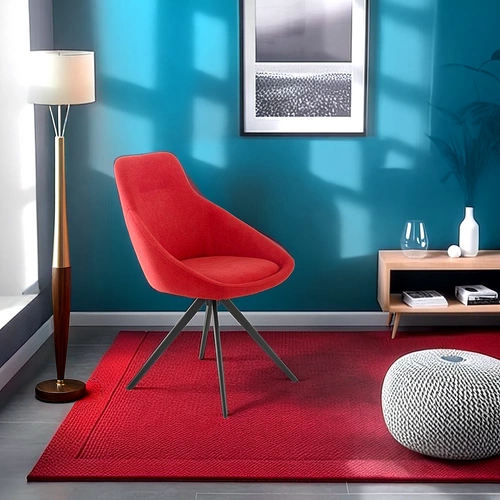 Krzesło tapicerowane Lea Intesi do jadalni nowoczesne czerwone z podłokietnikami na metalowych nogach