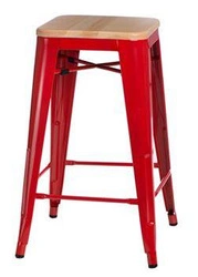 Hoker Paris Wood 65 cm nowoczesny metalowy z drewnianym siedziskiem do kuchni D2.DESIGN