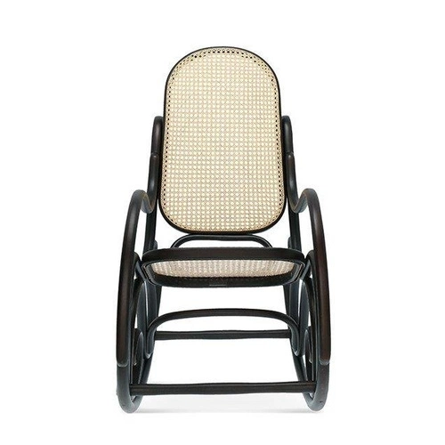 Fotel bujany Fameg retro z plecionki do salonu drewniany na biegunach wersja standard