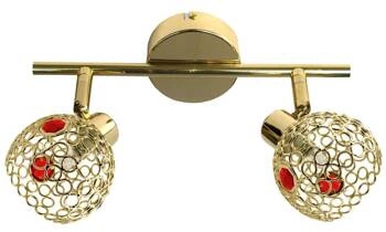 Lampa sufitowa Aron listwa 2x40W G9 mosiądz kryształ czerwony