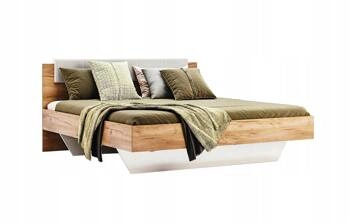 Łóżko do sypialni Tissa 160x200 nowoczesne z zagłówkiem dąb craft biały skandynawskie