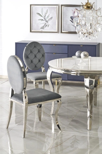 Stół okrągły szklany Munya 120 cm biały glamour do jadalni i salonu nowoczesny Intesi