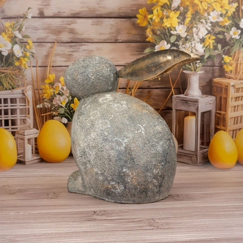 Intesi figurka wielkanocna siedzący królik 51 cm szary nowoczesna dekoracja do salonu