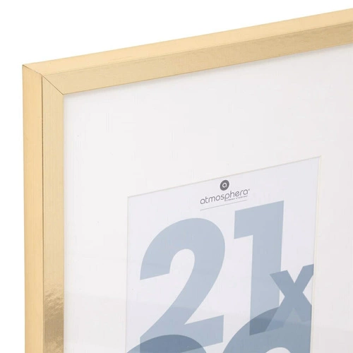Ramka na zdjęcia 21x30 złota wisząca elegancka Atmosphera Wood slim na ścianę