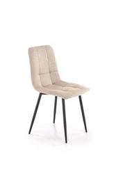 Krzesło tapicerowane Fime beżowe do jadalni nowoczesne z czarnymi metalowymi nogami Intesi