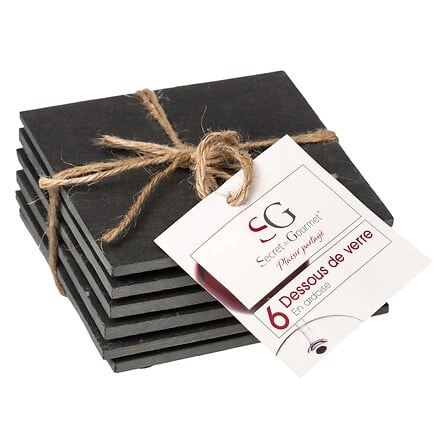 Atmosphera zestaw 6 łupkowych podkładek pod kubek nowoczesnych 10x10 cm minimalistycznych