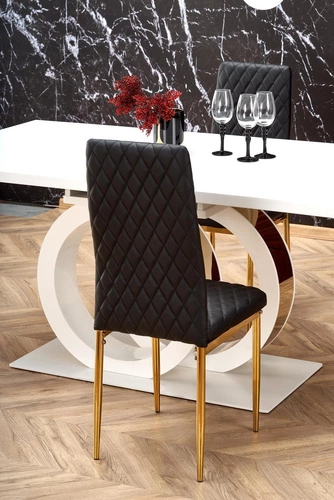 Stół rozkładany do jadalni Change biały złoty nowoczesny glamour Intesi 160 cm