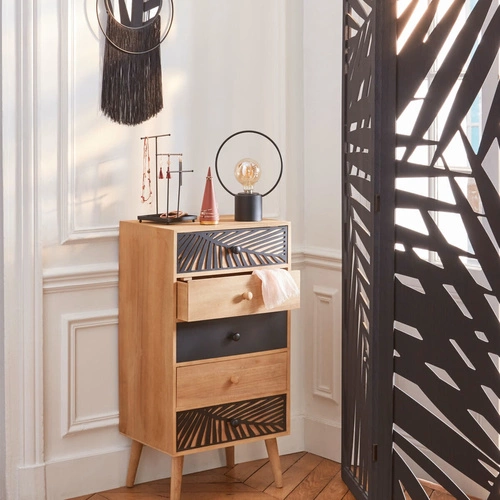 Parawan składany Akira drewniany czarny outlet