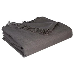 Bawełniana narzuta na łóżko Vintage Atmosphera 230x250 cm grafitowa z frędzlami