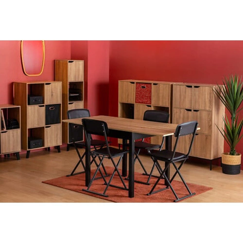 Krzesło składane do kuchni czarne metalowe 5five simply smart klasyczne z oparciem 86 cm