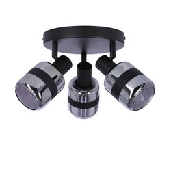 Plafon sufitowy Yuki nowoczesny czarny matowy z dymionym kloszem do salonu 33 cm