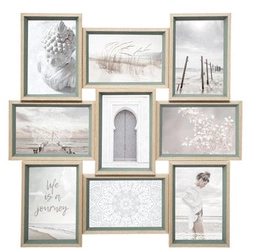 Ramka na 9 zdjęć Moly zielona/naturalna