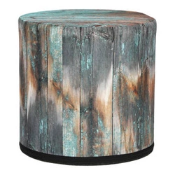 Pufa okrągła Old wood Intesi nowoczesna tapicerowana do salonu lub sypialni multikolor 40 cm