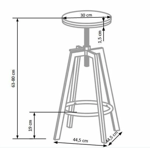 Hoker Olde czarny loftowy metalowy bez oparcia do kuchni i wyspy 80 cm Intesi