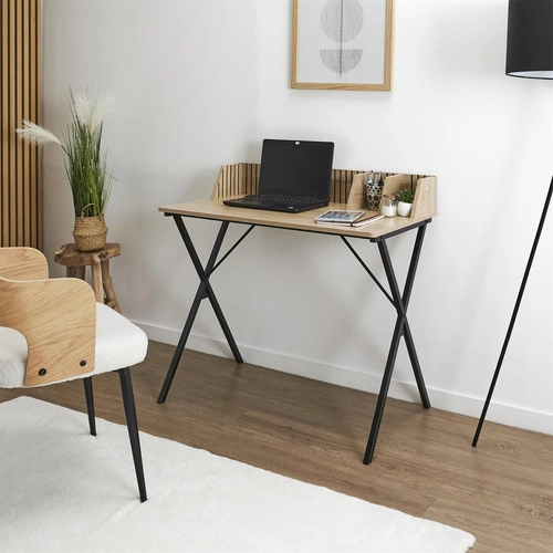 Biurko loftowe Klaus naturalne 90 cm nowoczesne do pracy i nauki Intesi