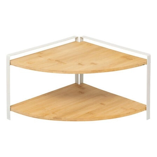 Ordera 2-poziomowa półka narożna do kuchni drewniana biała skandynawska 5five simply smart