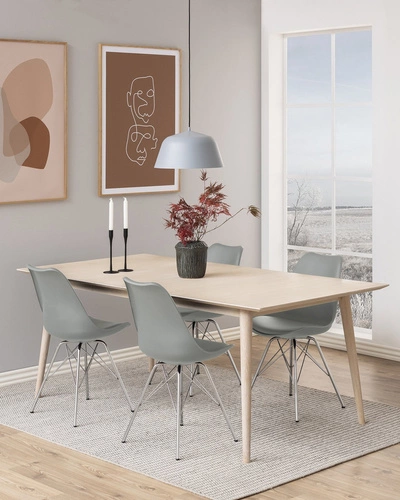 Krzesło do jadalni Eris Actona szare nowoczesne z tworzywa i ekoskóry łatwe w czyszczeniu