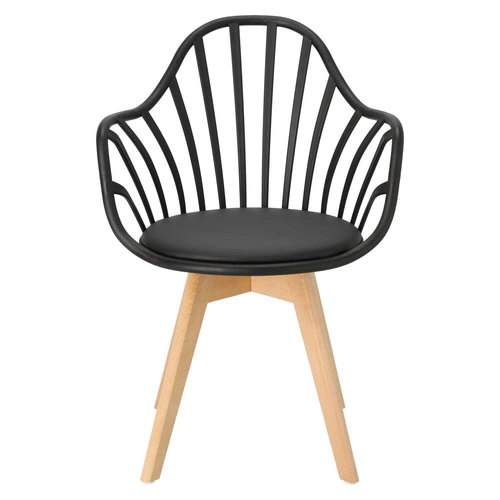 Krzesło do jadalni Sirena Intesi czarne z podłokietnikami, skandynawskie, łatwe czyszczenie