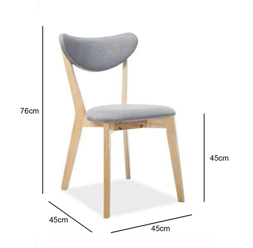 Krzesło do jadalni Brenda Intesi dębowe tapicerowane szare skandynawskie z oparciem