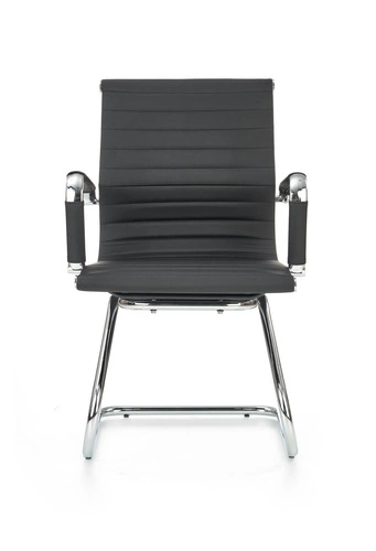 Krzesło biurowe Skid Intesi czarne tapicerowane ekoskóra nowoczesne z podłokietnikami na płozach