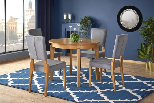 Stół okrągły rozkładany do jadalni Baros 100-200 cm nowoczesny dąb miodowy Intesi