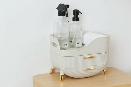 Organizer na kosmetyki z szufladami Alba beżowy glamour do sypialni 5five