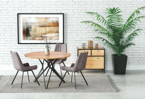 Stół okrągły do jadalni 120 cm Class dąb złoty czarny nowoczesny loftowy Intesi