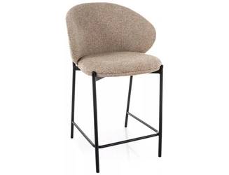 Hoker tapicerowany Intesi beżowy z oparciem do kuchni na czarnych nogach