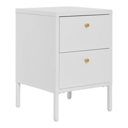 Szafka nocna Dalby biała metalowa loftowa z 2 szufladami 40 cm