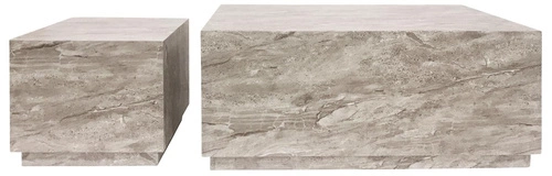 Zestaw 2 nowoczesnych stolików kawowych Dice szary marmur prostokątny do salonu 2w1