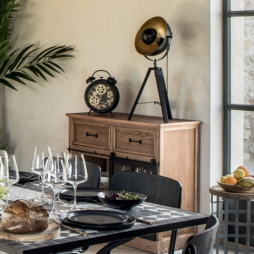 Zegar stojący Janis czarny retro metalowy z cichym mechanizmem do salonu lub sypialni 33 cm