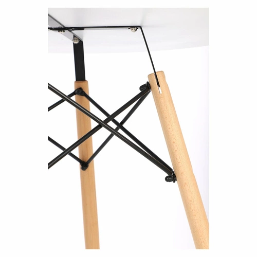 Stół okrągły do kuchni i jadalni Intesi DTW 100 cm biały blat drewniane nogi skandynawski