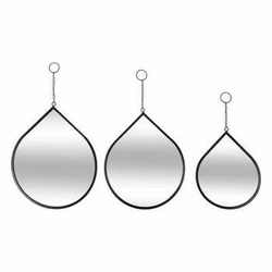 Zestaw 3 luster Drop owalnych w czarnej ramie loftowych na ścianę do przedpokoju