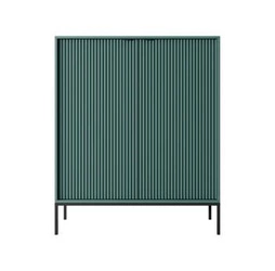 Komoda Delicious wysoka ryflowana zielona na czarnych nogach nowoczesna do salonu Intesi