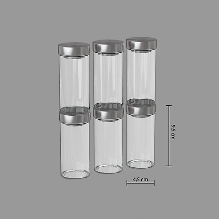 Zestaw 6 pojemników na przyprawy