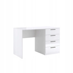 Biurko Holly białe połysk nowoczesne do pracy z 4 szufladami 120x60 cm Intesi