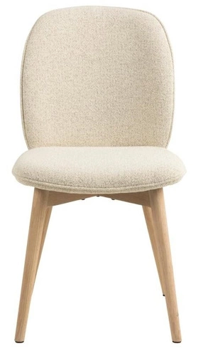 Krzesło tapicerowane Cindy beżowe bouclé Actona do jadalni skandynawskie z drewnianymi nogami