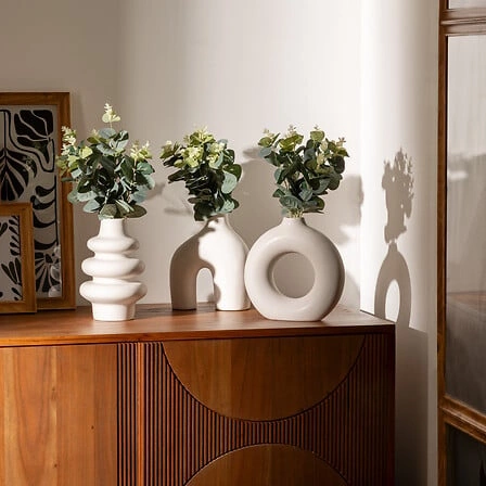 Wazon Suza koło ze sztucznym eukaliptusem 30cm